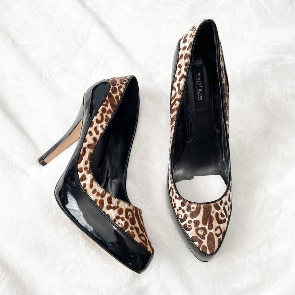 White House Black Market cheetah calf hair heels pumps size 8.5 WHBM